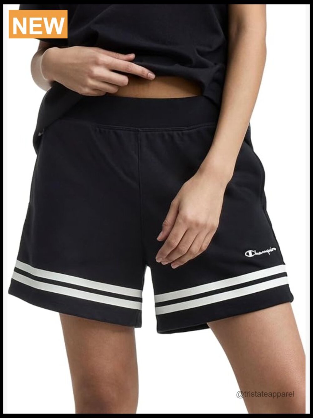 Women's 5-Inch Athletic Shorts, Mid Rise, Striped, French Terry